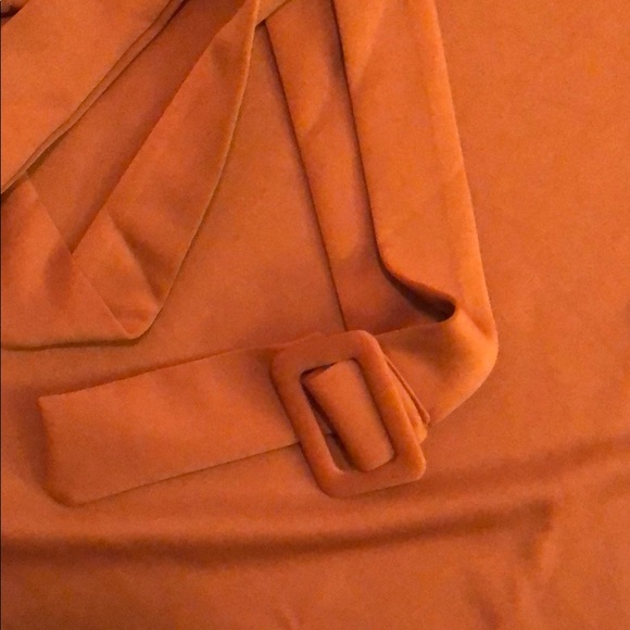 Mock-Neck Drop Shoulder Buckle Belted Dress - Picture 4 of 5